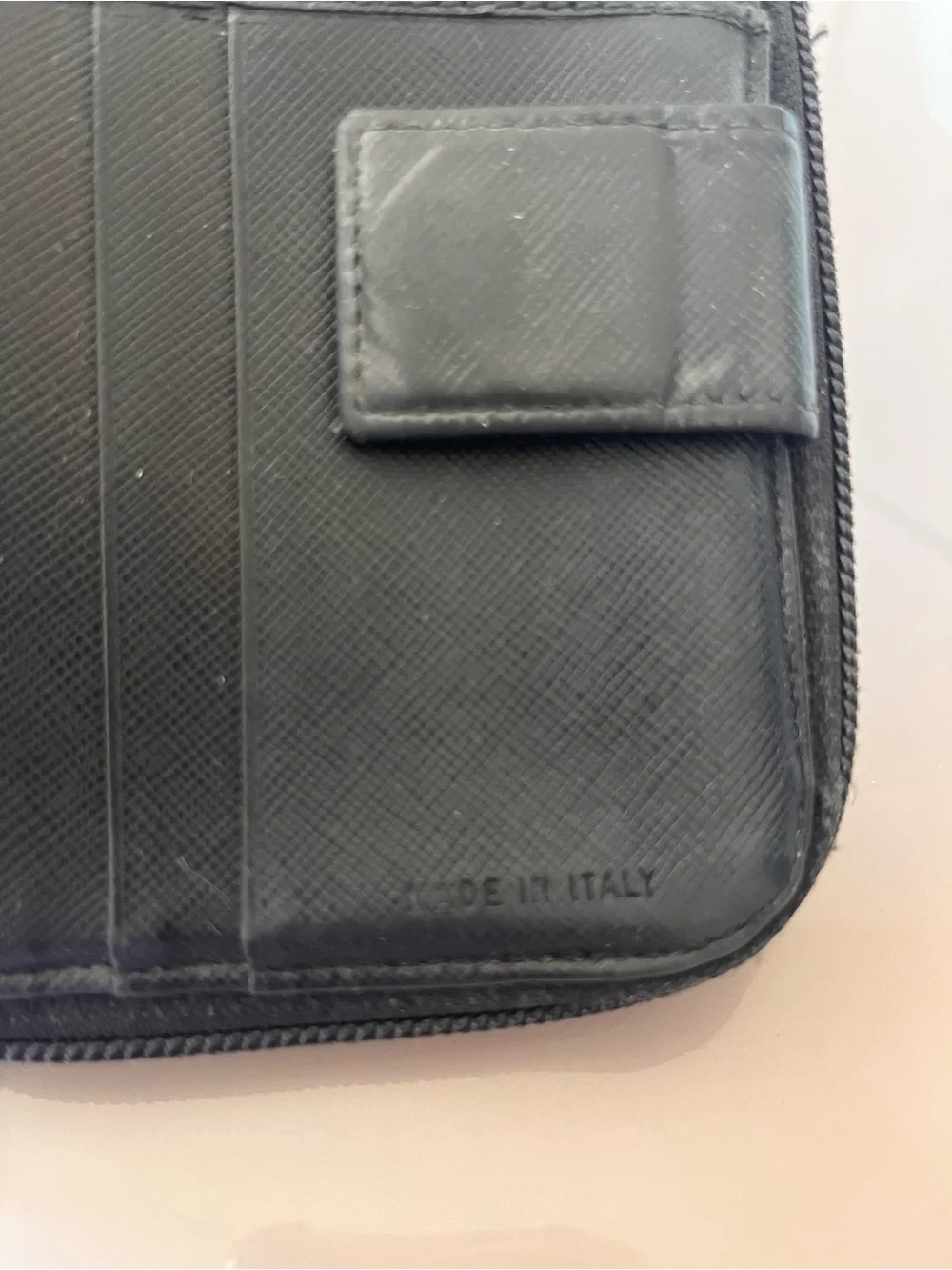 Prada Black Saffiano Leather Zip-Around Wallet